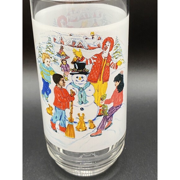 Vintage Ronald McDonalds Winter Snowman Christmas Collectible Drinking Glass - Picture 2 of 9